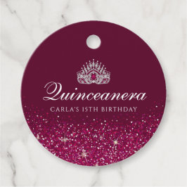 Bourgogne met Glitter Quinceanera Bedankjes Labels