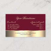 Bourgogne met Gold Decor en Cute Roos Flower Visitekaartje (Achterkant)