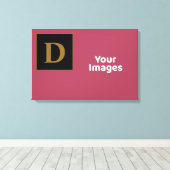 Bourgogne met Gold Family Initiaal Photo Display Canvas Afdruk (Insitu (Houten vloer))