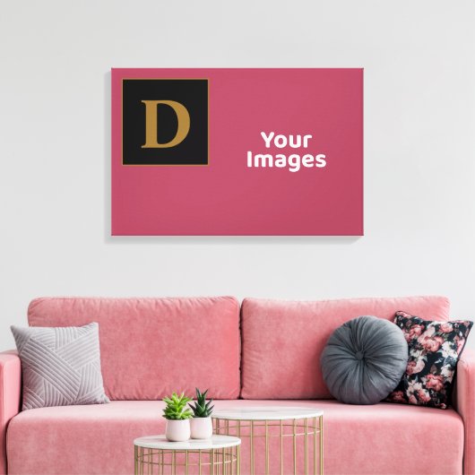 Bourgogne met Gold Family Initiaal Photo Display Canvas Afdruk (Insitu (Woonkamer))