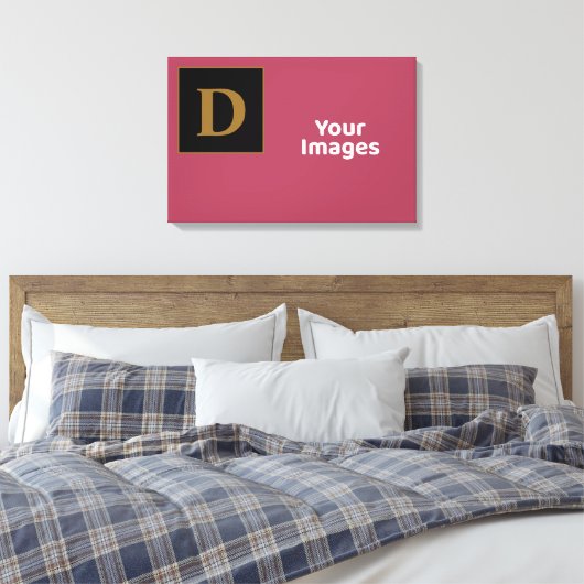 Bourgogne met Gold Family Initiaal Photo Display Canvas Afdruk (Insitu (Slaapkamer))