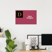 Bourgogne met Gold Family Initiaal Photo Display Poster (Thuiskantoor)