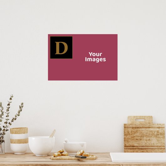 Bourgogne met Gold Family Initiaal Photo Display Poster (Keuken)