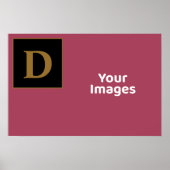 Bourgogne met Gold Family Initiaal Photo Display Poster (Voorkant)