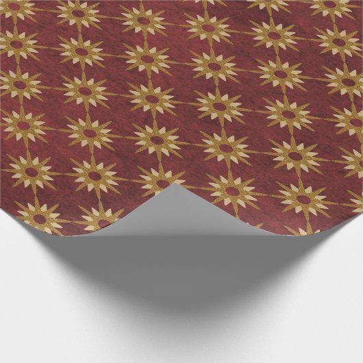 Bourgogne met Gold Stars Pattern Cadeaupapier (Hoek)