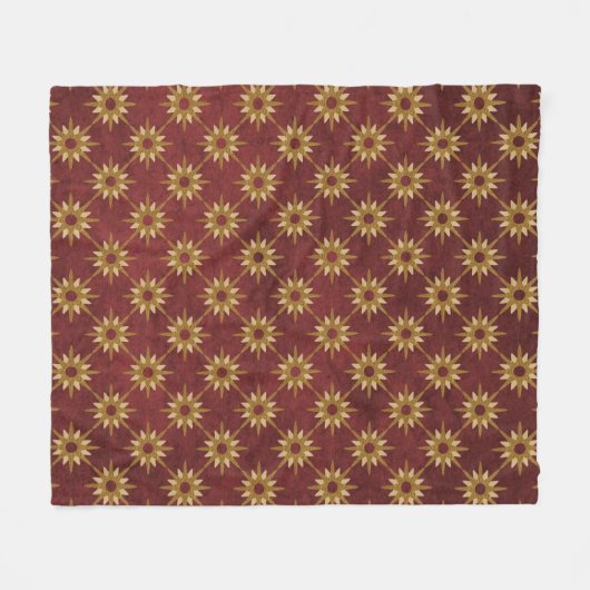 Bourgogne met Gold Stars Pattern Fleece Deken (Voorkant (Horizontaal))