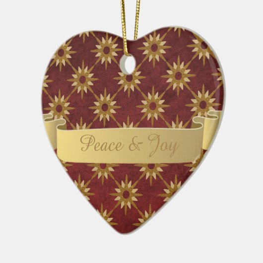 Bourgogne met Gold Stars Pattern Keramisch Ornament (Links)