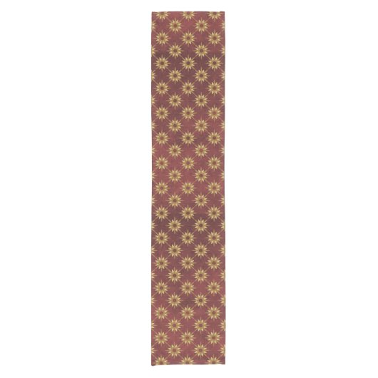 Bourgogne met Gold Stars Pattern Korte Tafelloper (Voorkant)