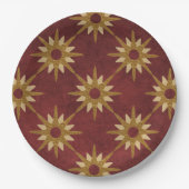 Bourgogne met Gold Stars Pattern Papieren Bordje (Voorkant)