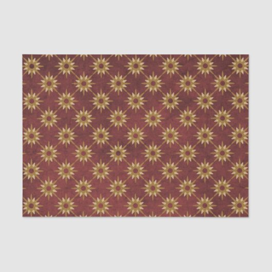 Bourgogne met Gold Stars Pattern Tissuepapier (Voorkant)