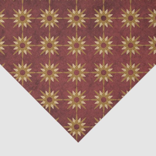 Bourgogne met Gold Stars Pattern Tissuepapier (Detail)