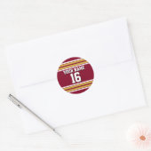 Bourgogne met Gold White Stripes Team Jersey Ronde Sticker (Envelop)