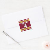 Bourgogne met Gold White Stripes Team Jersey Vierkante Sticker (Envelop)