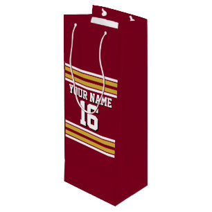 Bourgogne met Gold White Stripes Team Jersey Wijn Cadeautas