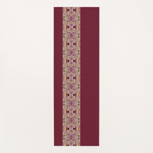 Bourgogne met goud en olijfgroen yogamat (Voorkant)