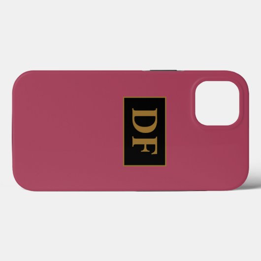 Bourgogne met gouden Initialen Case-Mate iPhone Case (Achterkant (horizontaal))