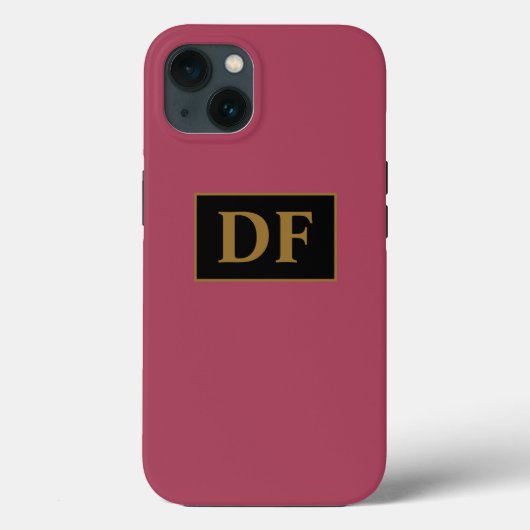 Bourgogne met gouden Initialen Case-Mate iPhone Case (Achterkant)