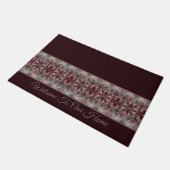 Bourgogne met grijs en rozig roze deurmat (Schuin)