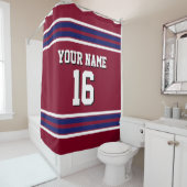 Bourgogne met Navy White Stripes Sports Jersey Douchegordijn (In situ)