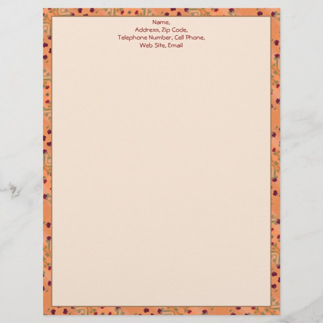 Bourgogne met perzikbloem briefhoofd (Voorkant)