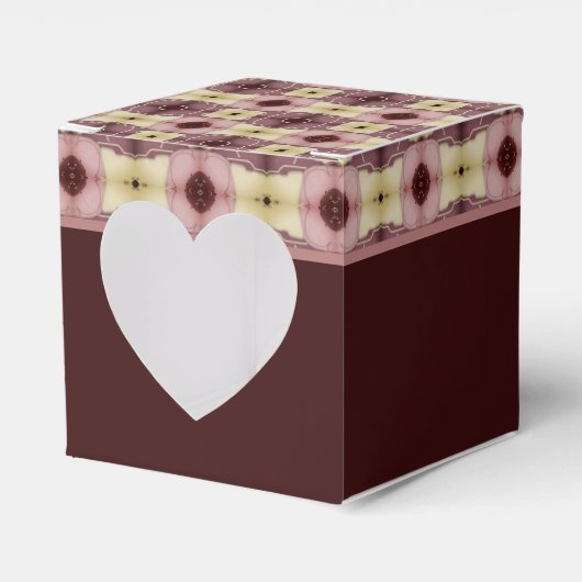Bourgogne met roze patroon bedankdoosjes (Voorkant Zijde)