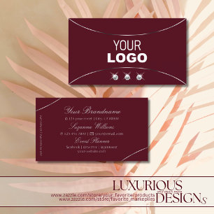 Bourgogne met Silver Decor Diamonds en Logo Luxe Visitekaartje