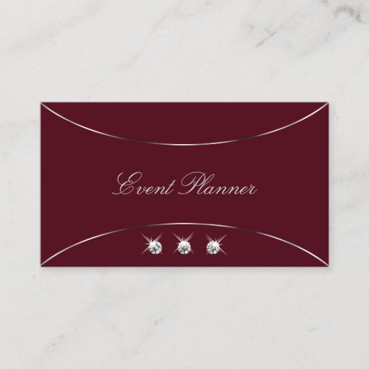 Bourgogne met Silver Decor en Diamonds Luxurous Visitekaartje (Voorkant)