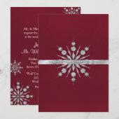 Bourgogne met sneeuwvlokken Winter Huwelijksuitnod Kaart (Voorkant / Achterkant)