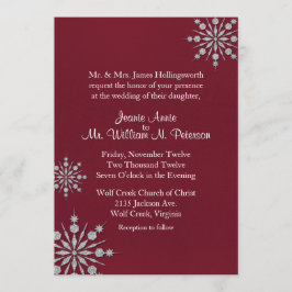 Bourgogne met sneeuwvlokken Winter Huwelijksuitnod Kaart