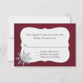 Bourgogne met Snowflakes Winter Weddenschap RSVP (Achterkant)