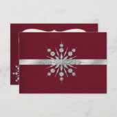 Bourgogne met Snowflakes Winter Weddenschap RSVP (Voorkant / Achterkant)