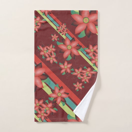 Bourgogne met turquoise bad handdoek (Handdoek)