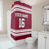 Bourgogne met White Stripes Sports Jersey Douchegordijn (In situ)