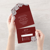 Bourgogne met witte kant in één uitnodiging (Afscheurbaar)