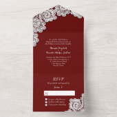 Bourgogne met witte kant in één uitnodiging (Binnen)