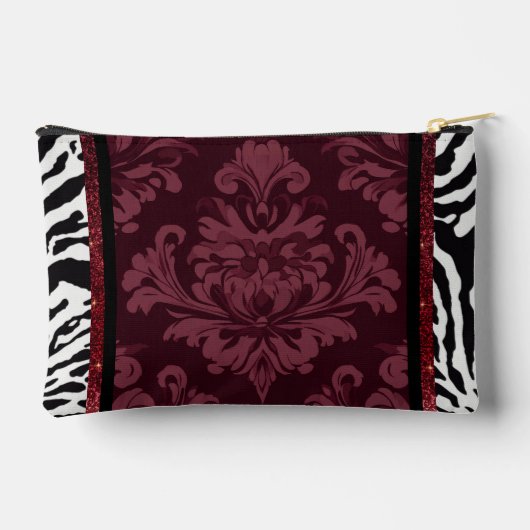 Bourgogne met zebra faux sparkles etui (Achterkant)