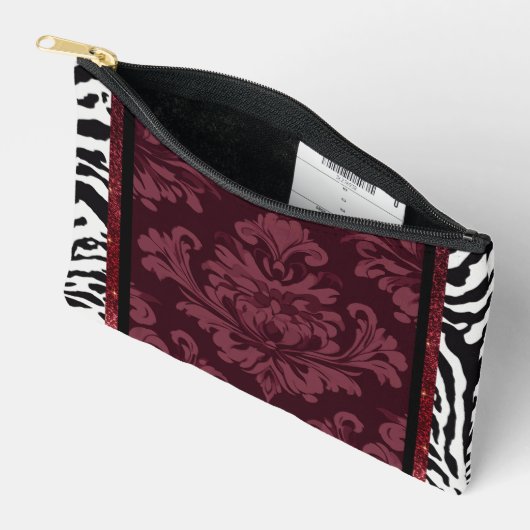 Bourgogne met zebra faux sparkles etui (Open)