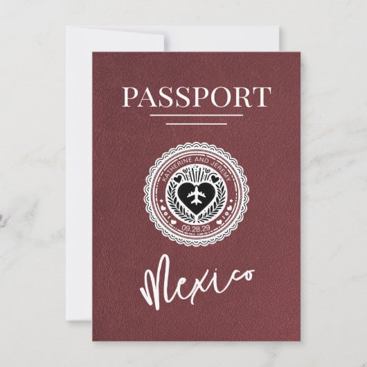 Bourgogne Mexico Passport Bewaar de datum Save The Date (Voorkant)