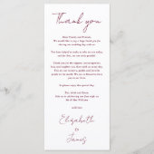 Bourgogne Minimalistische bruiloft Bedankt Place C Menu (Voorkant)