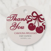 Bourgogne Modern Cherry Baby shower Bedankjes Labels (Voorkant)