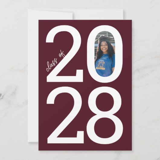 Bourgogne Modern Class Jaar van en Foto Afstuderen Aankondiging (Voorkant)