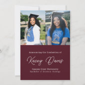 Bourgogne Modern Class Jaar van en Foto Afstuderen Aankondiging (Achterkant)