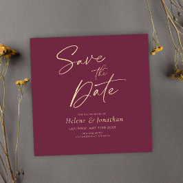 Bourgogne Modern Elegant Bruiloft Save The Date Kaart