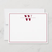 Bourgogne Modern Monogram Paar Stationery Notitiekaartje (Voorkant)
