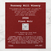 Bourgogne Moderne QR Code LOGO Beschrijving Wijn Etiket (Enkel label)