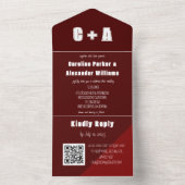 Bourgogne Moderne QR-code vet elegant All In One Uitnodiging (Binnen)