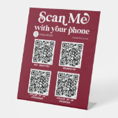 Bourgogne moderne typografie QR-code scannbaar  Reclamebord Met Voetstuk (Voorkant)