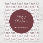 Bourgogne Moderne Vrolijke Kerstboom Wijn Etiket (Enkel label)