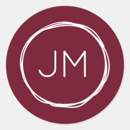 Bourgogne Monogram Bruiloft Stickers