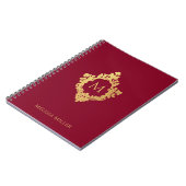 Bourgogne Monogram Faux Gold Crest Naam Notitieboek (Linkerzijde)